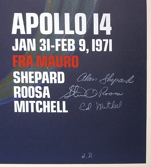 Original Astronaut Signed Apollo 14 Moon A/P Poster - 2