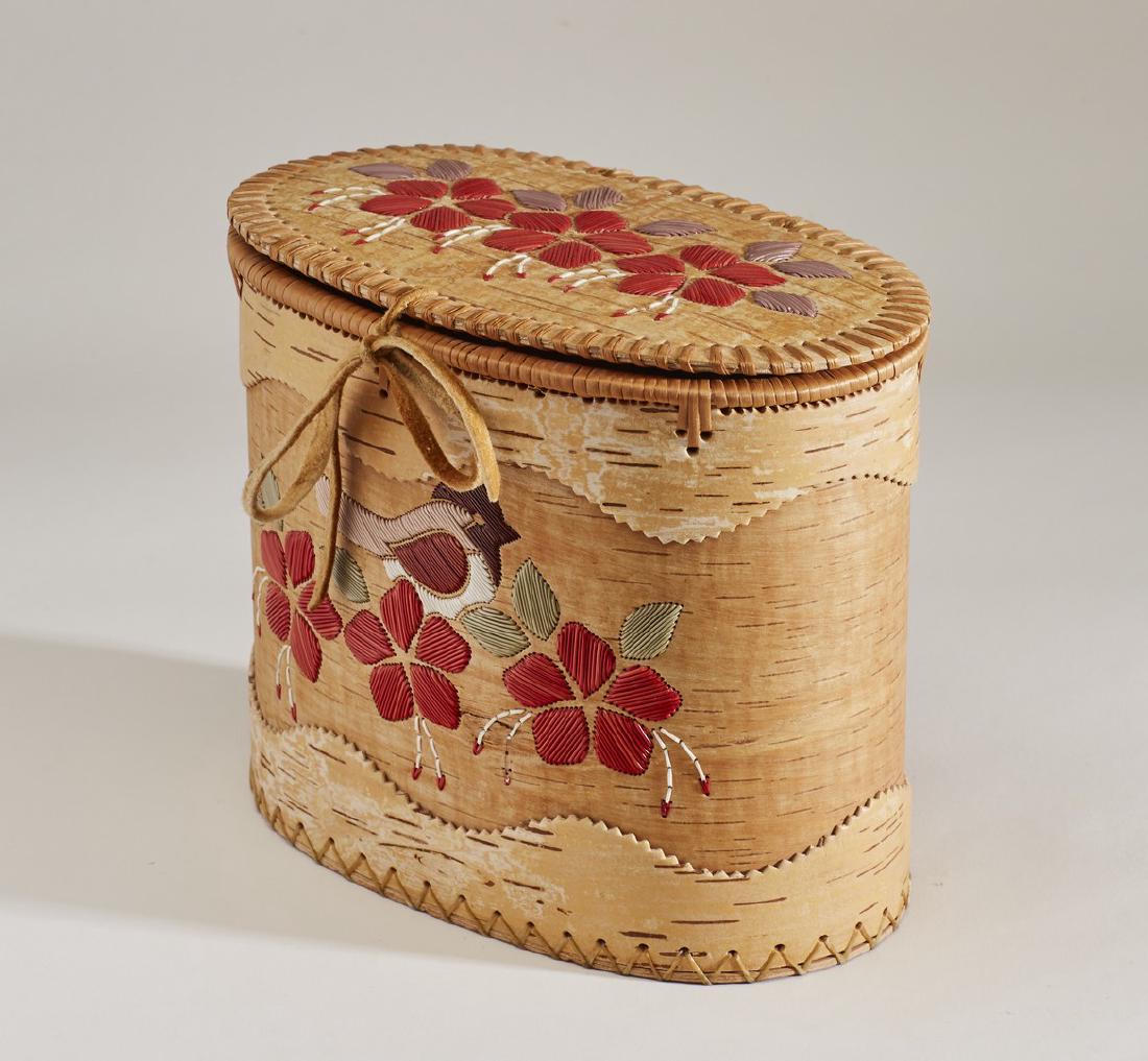 Native American Indian Birch Bark Quill Basket