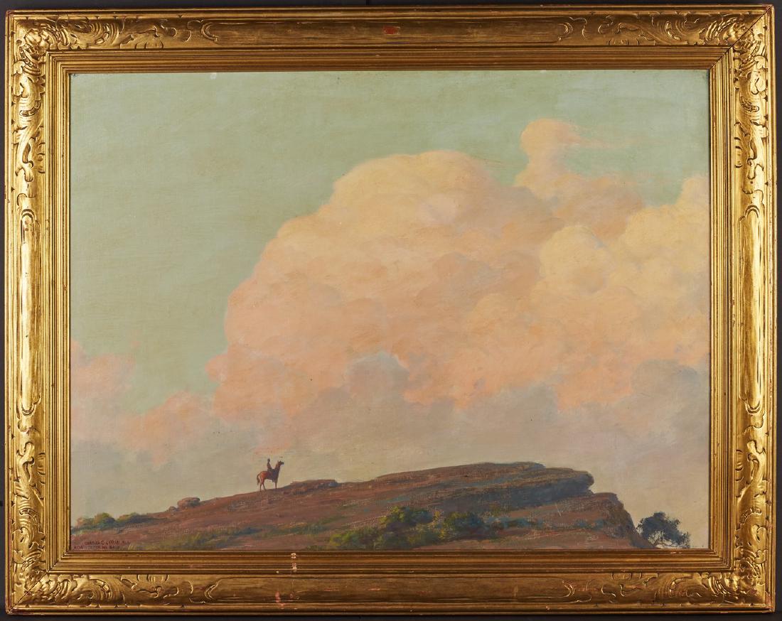 Charles Courtney Curran (Amer., 1861-1942) Oil Painting: Charles Courtney Curran (American, 1861-1942) Oil Painting. The oil on canvas painting is titled "Copper and Gold". Oil on canvas laid down on artist's board. Painting is signed lower left Charles Cou