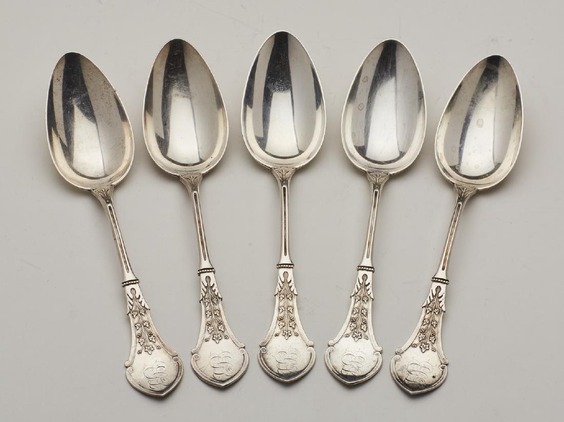 Koehler & Ritter S.F. 19C Coin Silver Tablespoons: Koehler & Ritter San Francisco 19C Coin Silver Tablespoons. The 19th century silver company was active in San Francisco from 1868 â€“ 1885. In good condition Period monogram. Measures 8.3 inches 