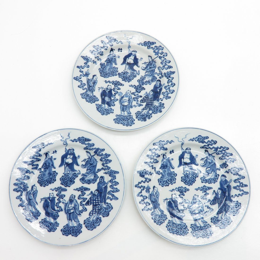 Lot of 3 China Porcelain Plates Depicting 8 Immortals (1 of 2)