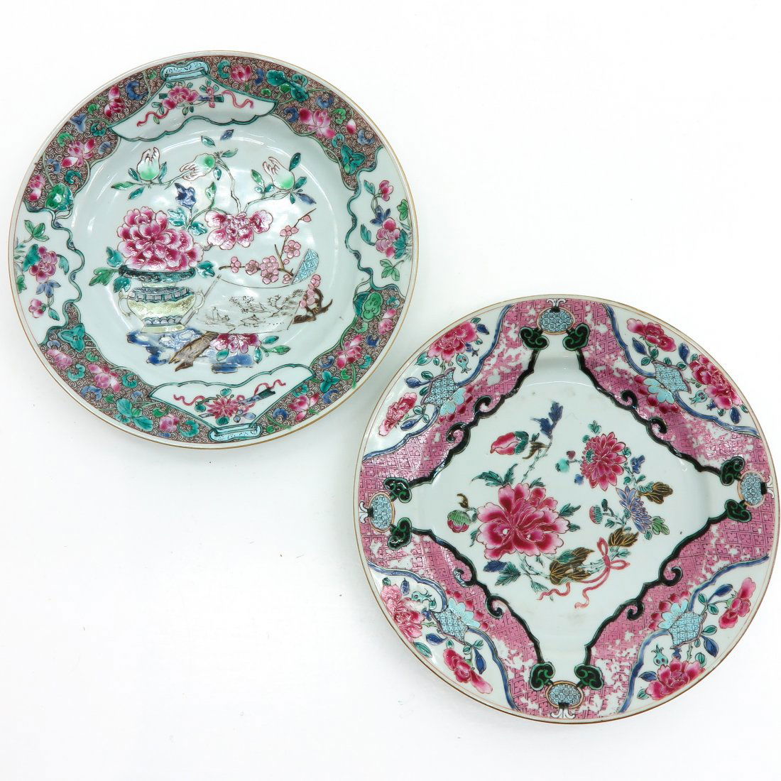 Lot of 2 18th Century Famille Rose Decor Plates (1 of 2)