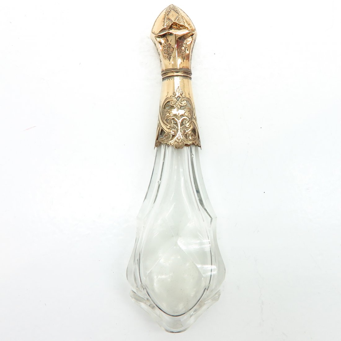 19th Century Crystal Perfume Bottle with Gold Top (1 of 2)