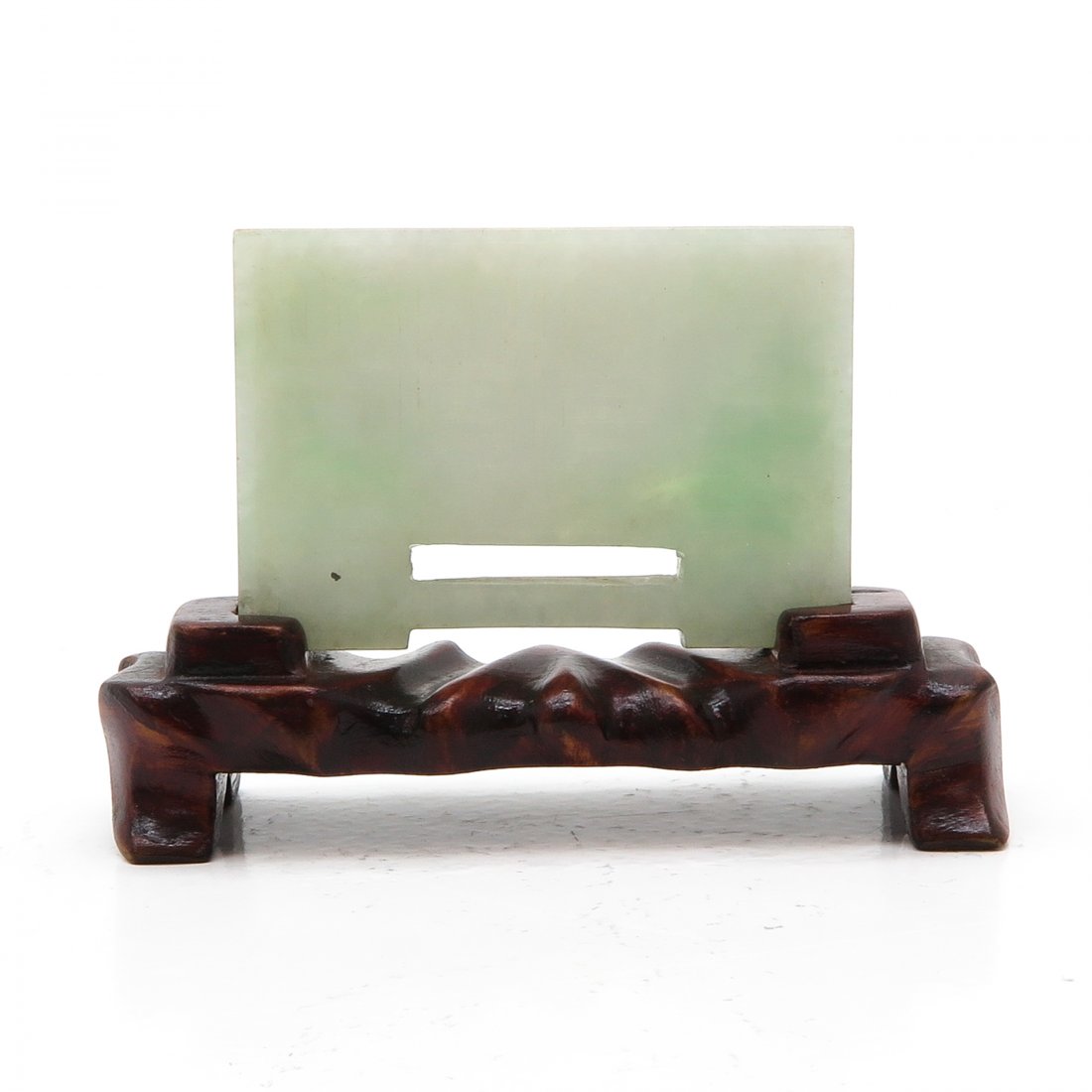 Carved Jade Chinese Plaque on Wood Base (1 of 4)