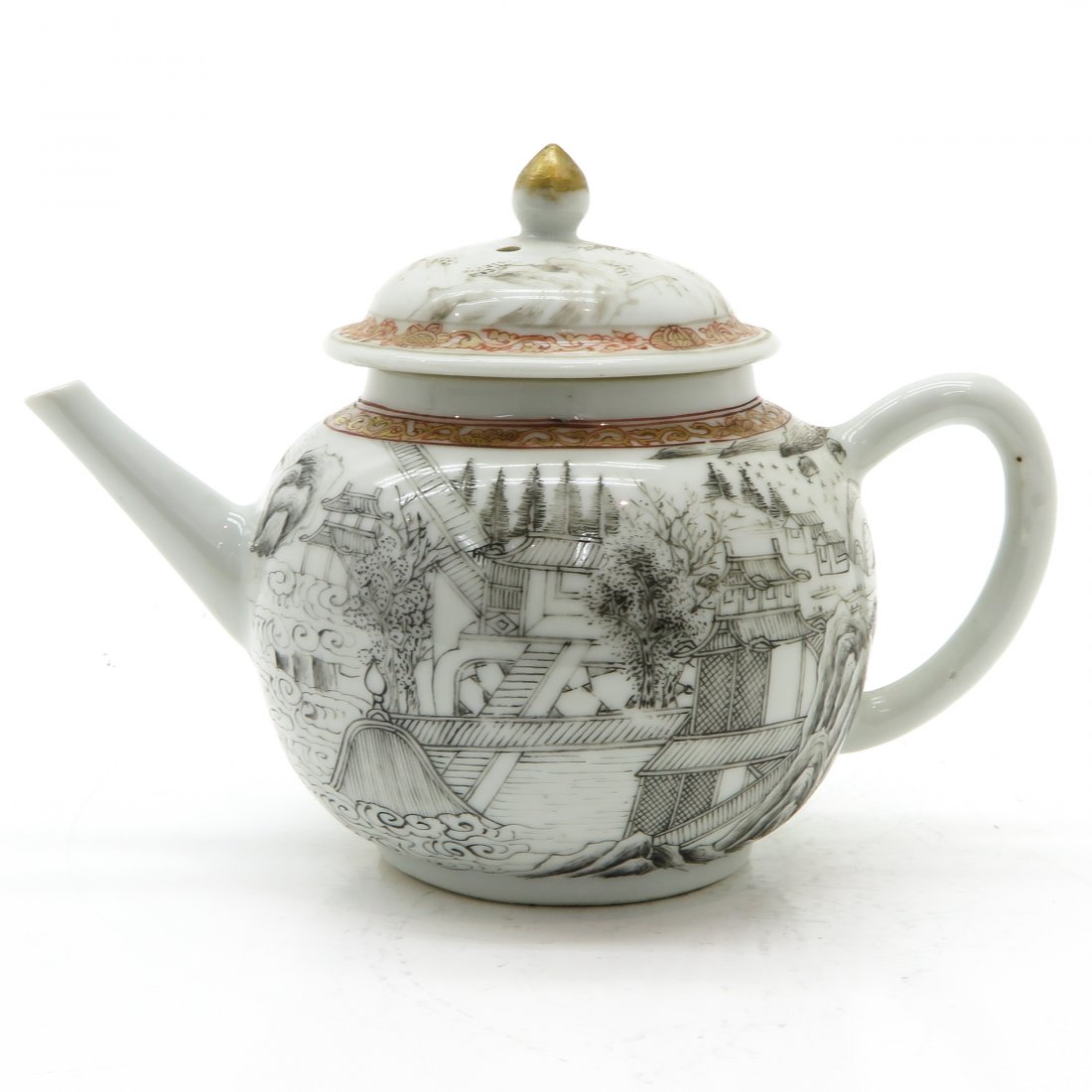 18th Century China Porcelain Encre de Chine Teapot (1 of 6)