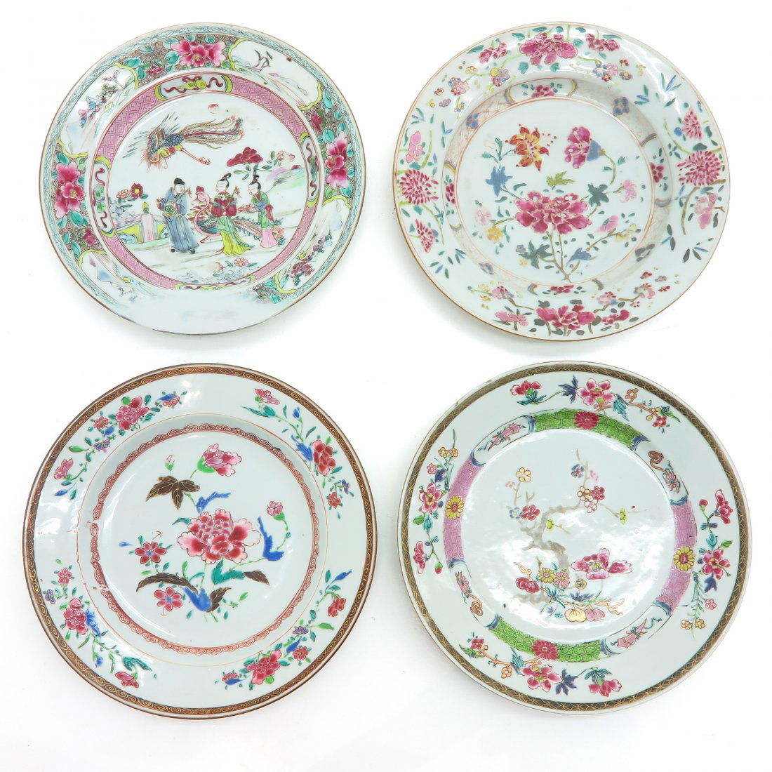 Lot of 4 China Porcelain Famille Rose Decor Plates (1 of 2)