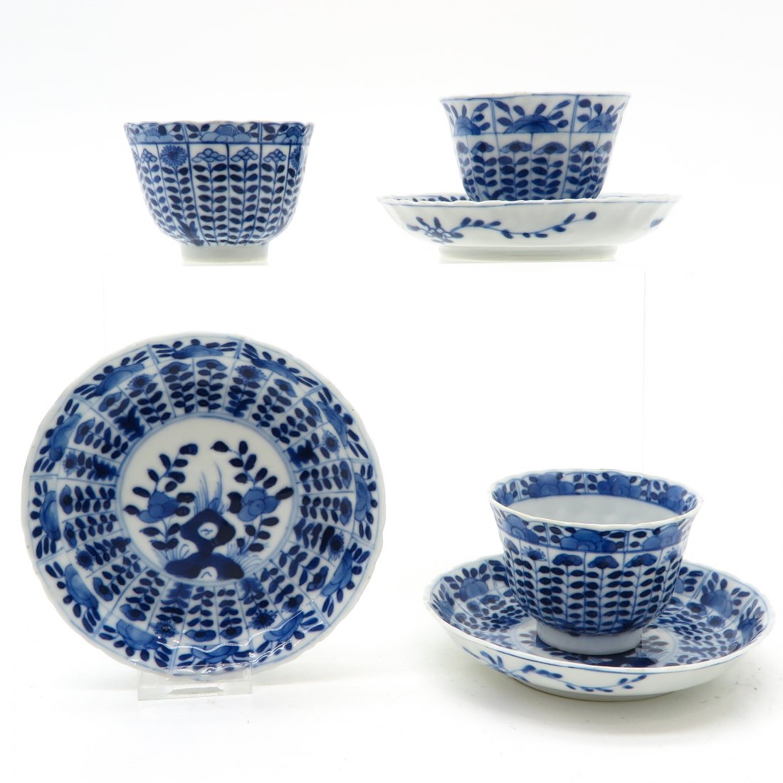 3 China Porcelain Cups and Saucers Marked Kangxi (1 of 6)