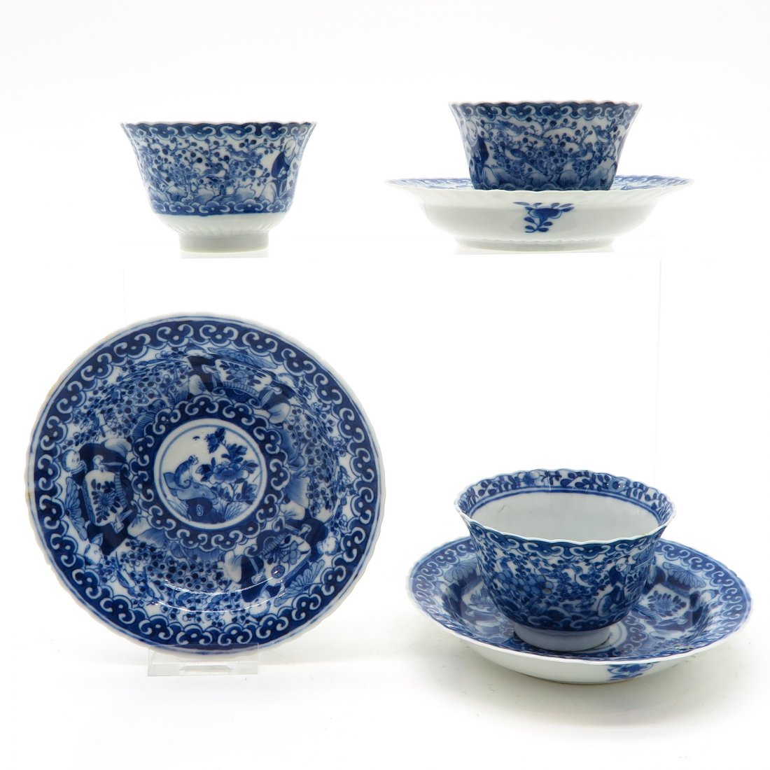 3 China Porcelain Cups and Saucer Marked Kangxi (1 of 6)
