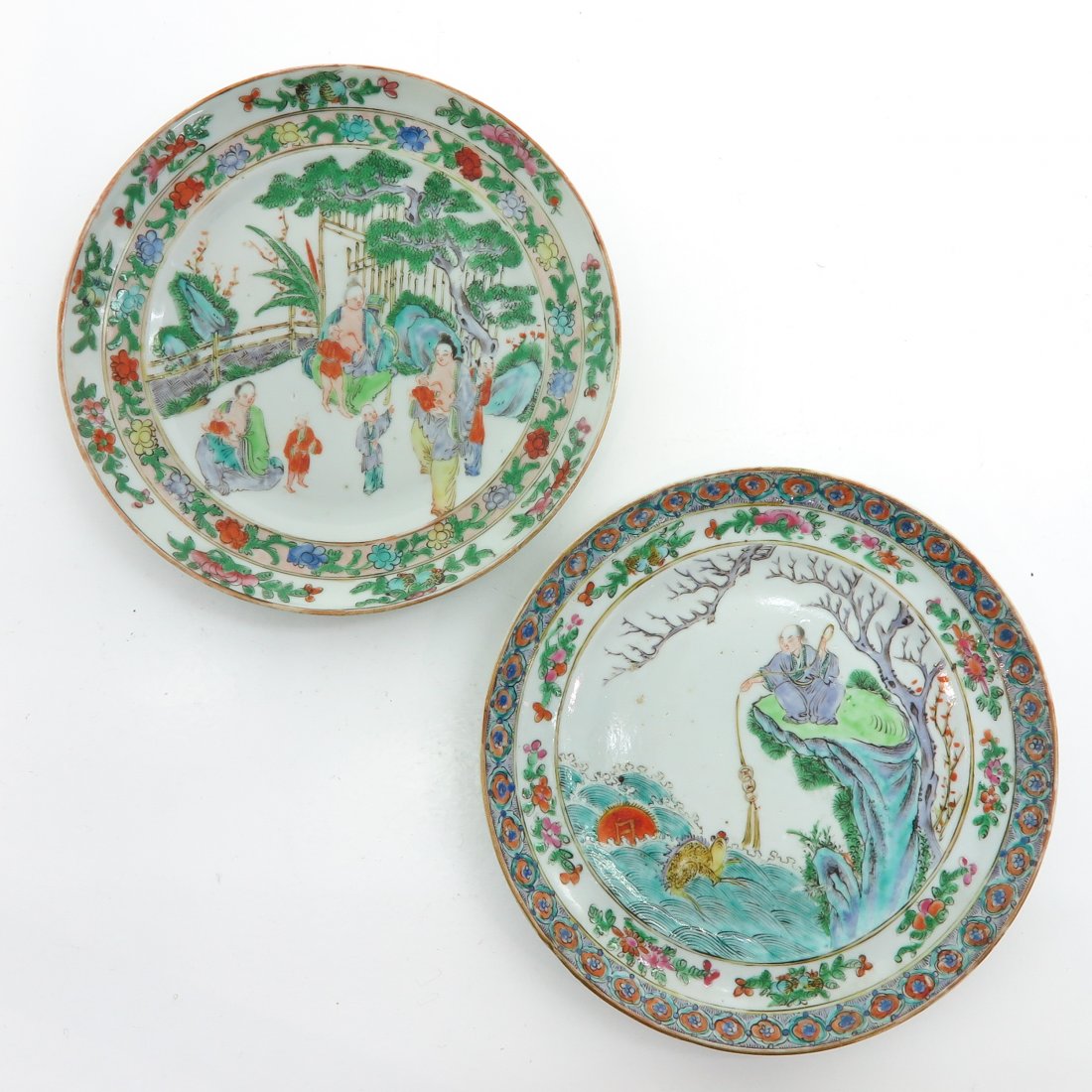 Lot of 2 China Porcelain Famille Verte Decor Plates (1 of 2)