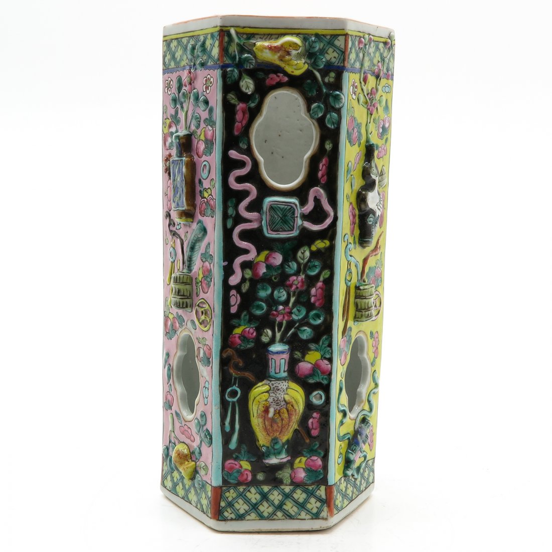 China Porcelain 19th Cent. Famille Rose Decor Hat Stand (1 of 6)