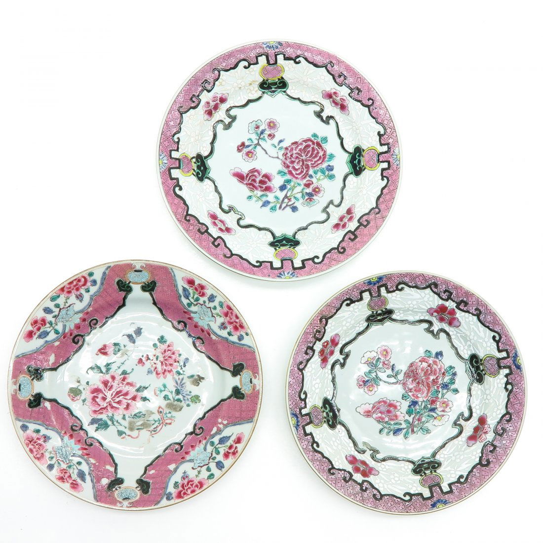 Lot of 3 18th Century Famille Rose Decor Plates (1 of 2)
