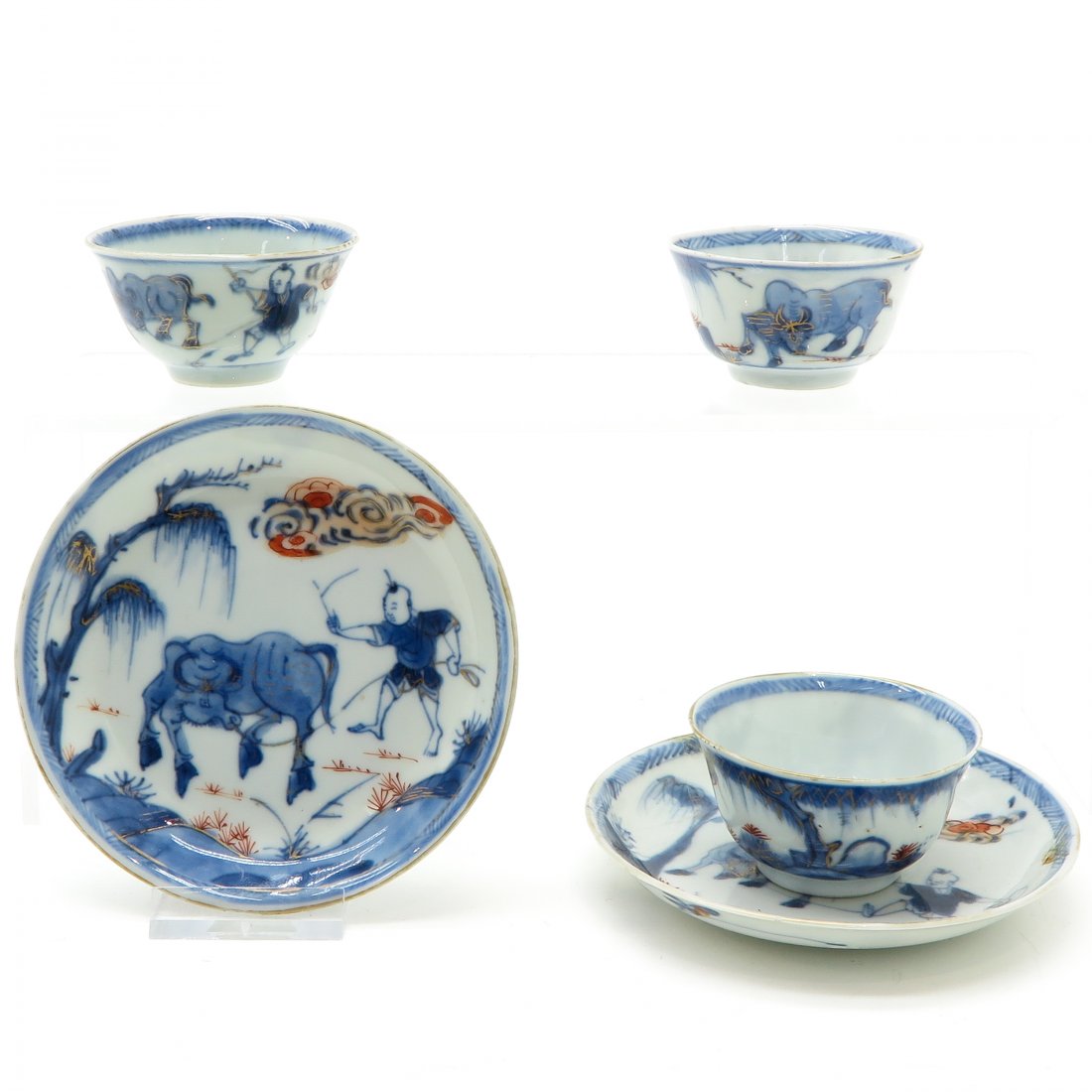 Lot of 3 18th Century Cups and 2 Saucers (1 of 6)