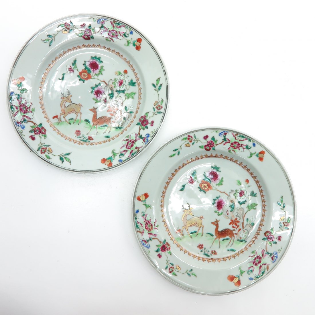 Lot of 2 18th Century Polychrome Decor Plates (1 of 2)