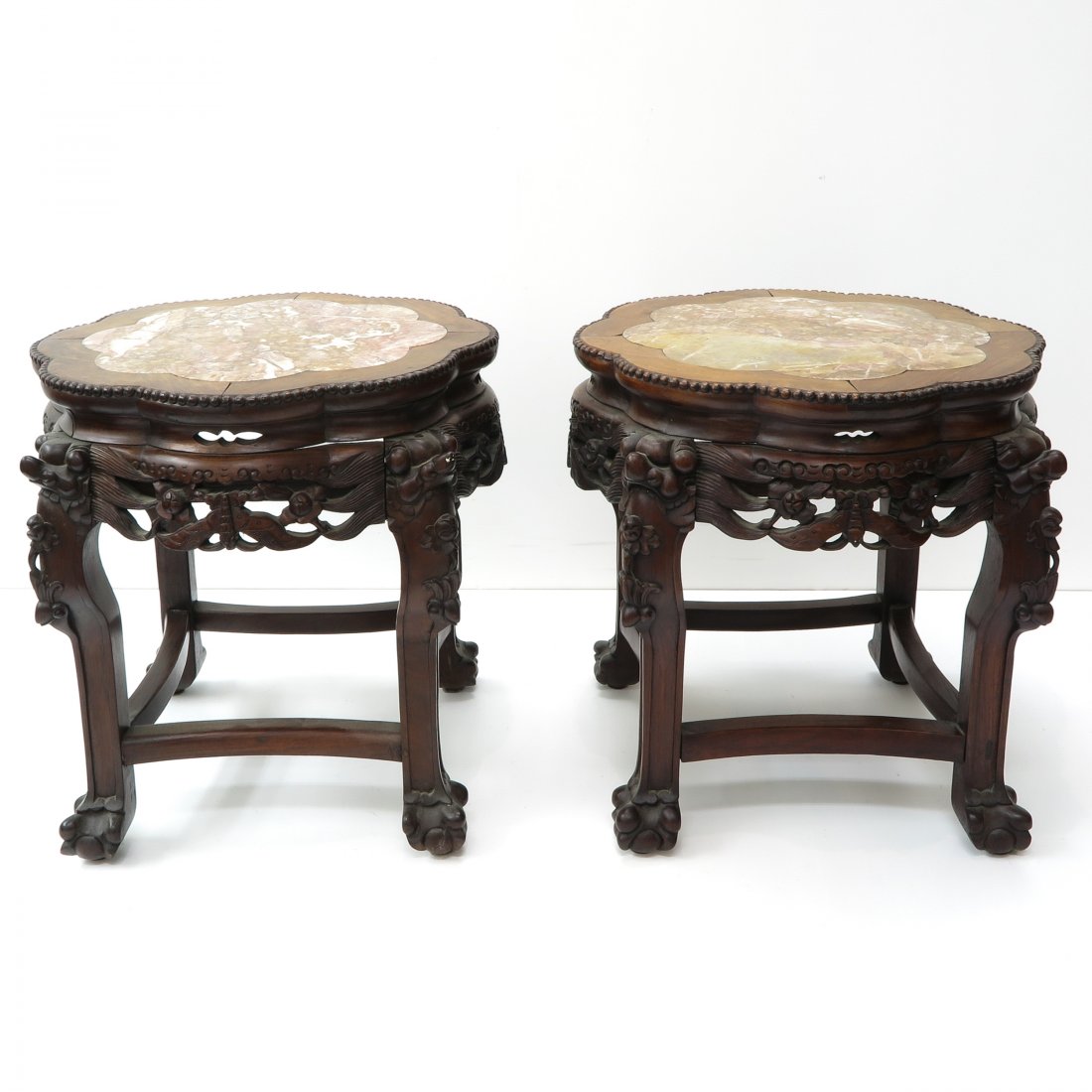 Loot 2 Chinese Side Tables with Marble Tops (1 of 4)