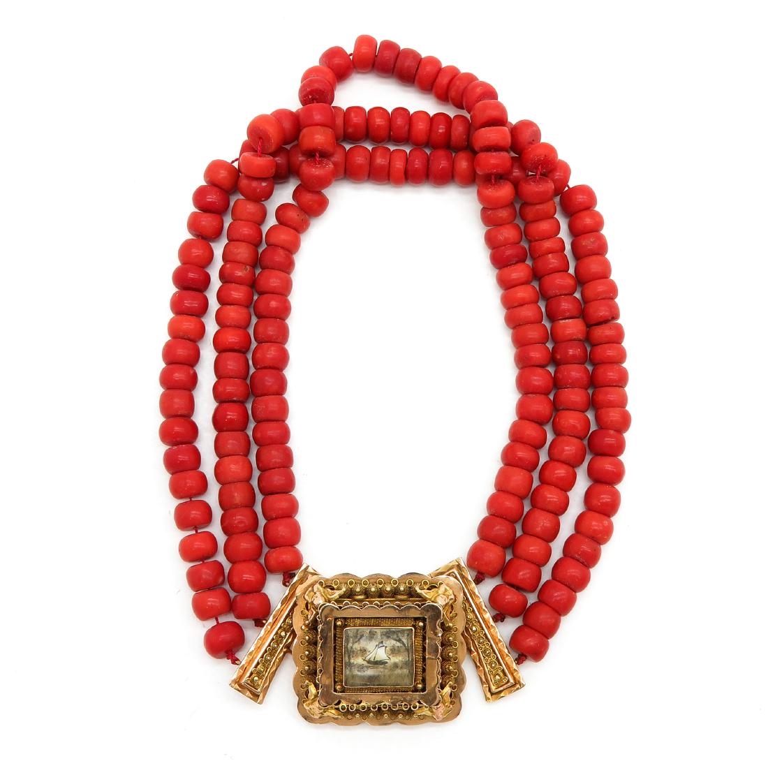 19th Century Red Coral Necklace on 14KG Clasp (1 of 1)
