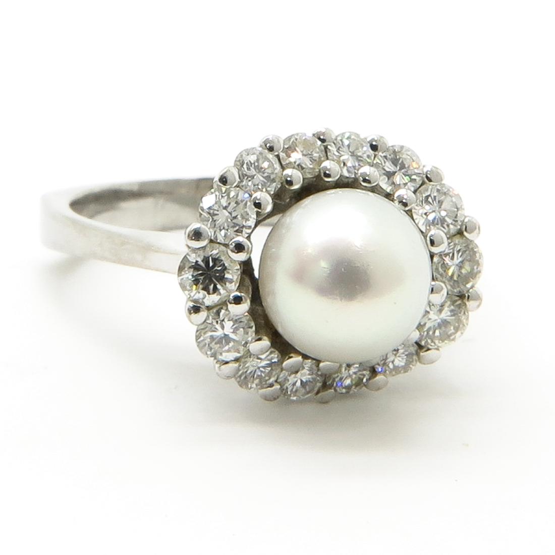 14KWG Ladies Pearl and Diamond Ring (1 of 1)
