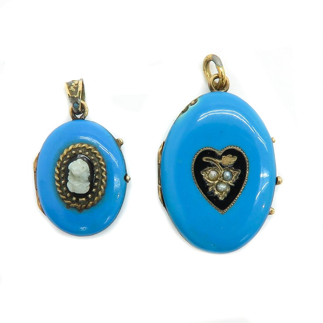 Lot of 2 14KG Photo Lockets: Longest is 29 mm.