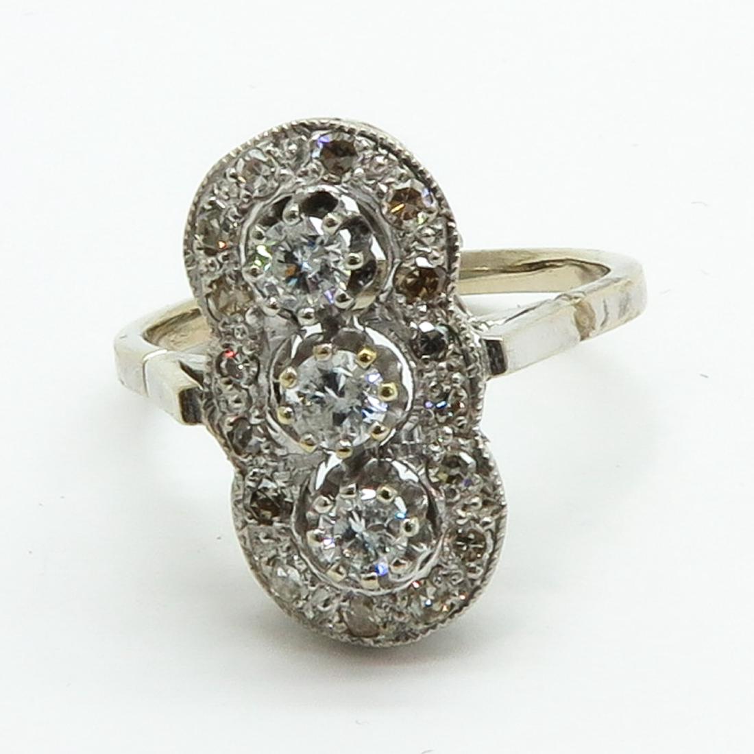 Ladies 14KG Diamond Art Deco Ring (1 of 1)