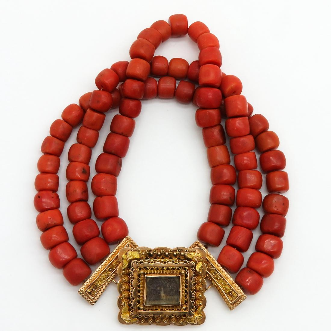 19th Century Red Coral Necklace on 14KG Clasp (1 of 1)