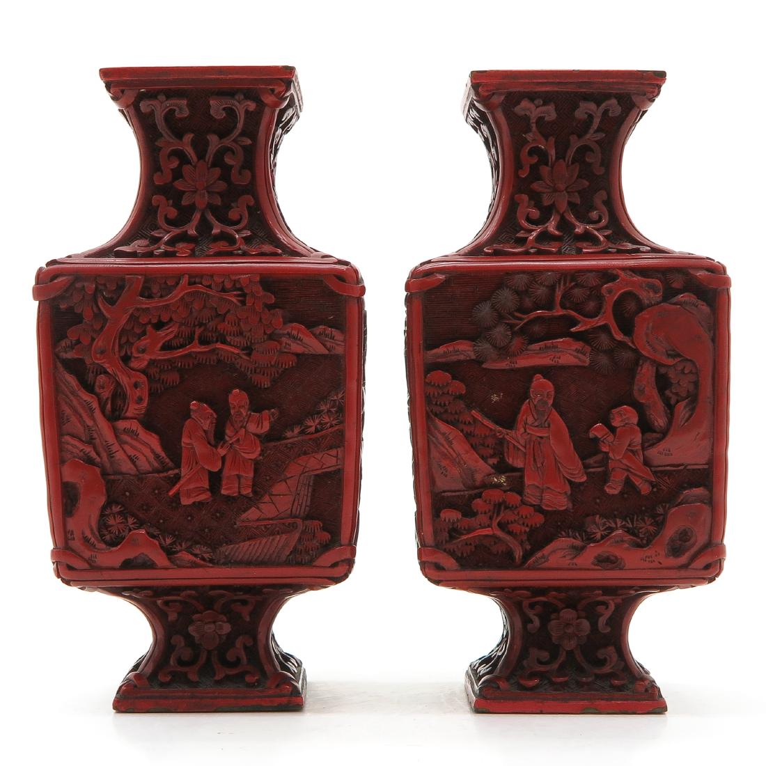 Lot of 2 Cinnabar Vases (1 of 6)
