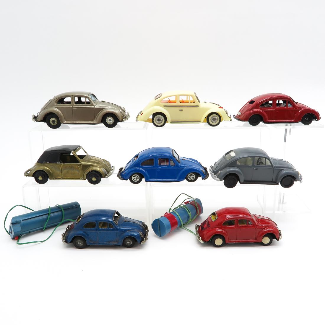 Lot of 8 Vintage Cars: Including BW Beetles and Made in Japan, longest is 20 cm.