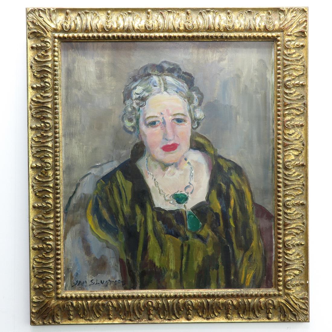 Signed Jan Sluijters Oil on Canvas Portrait Painting: Jan Sluijters (1881 - 1957), dated 1953, depicting portrait of Greet Sluijters, 61 x 71 cm.