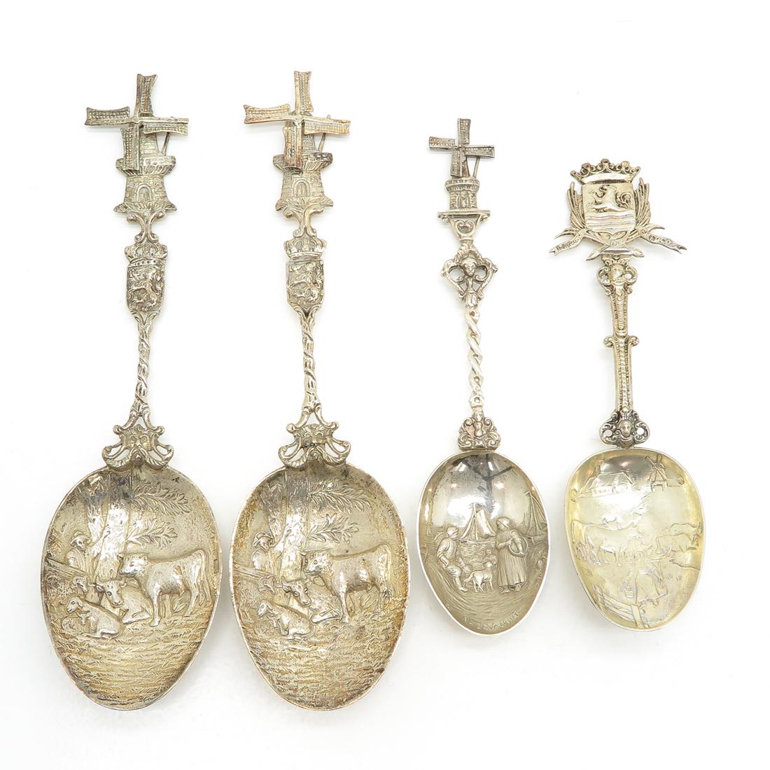 Lot of 4 Dutch Silver Spoons (1 of 2)