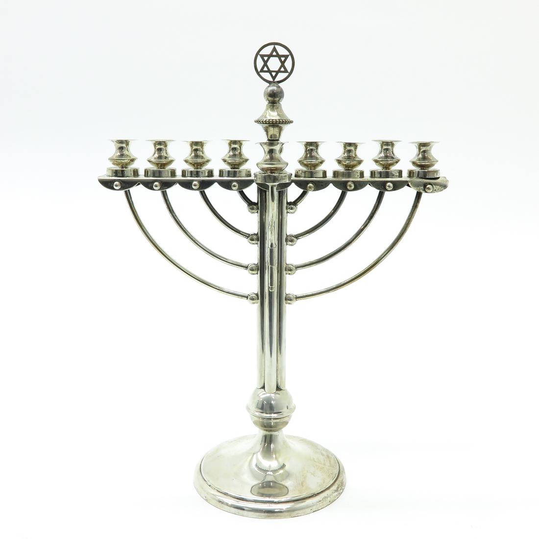 Dutch Silver Menorrah: 37 cm. tall, 920 gram.