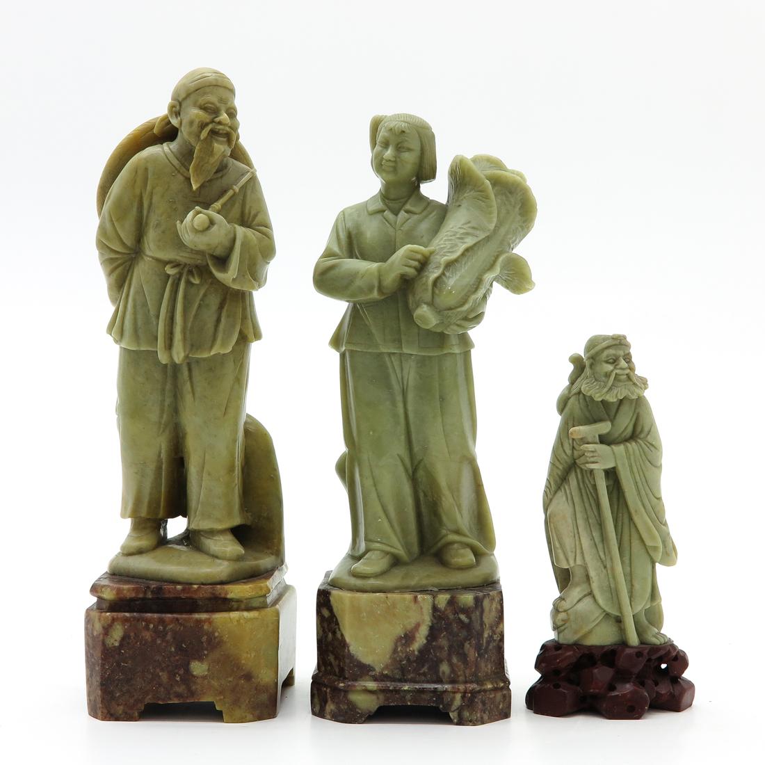 Lot of 3 Soapstone Sculptures (1 of 6)