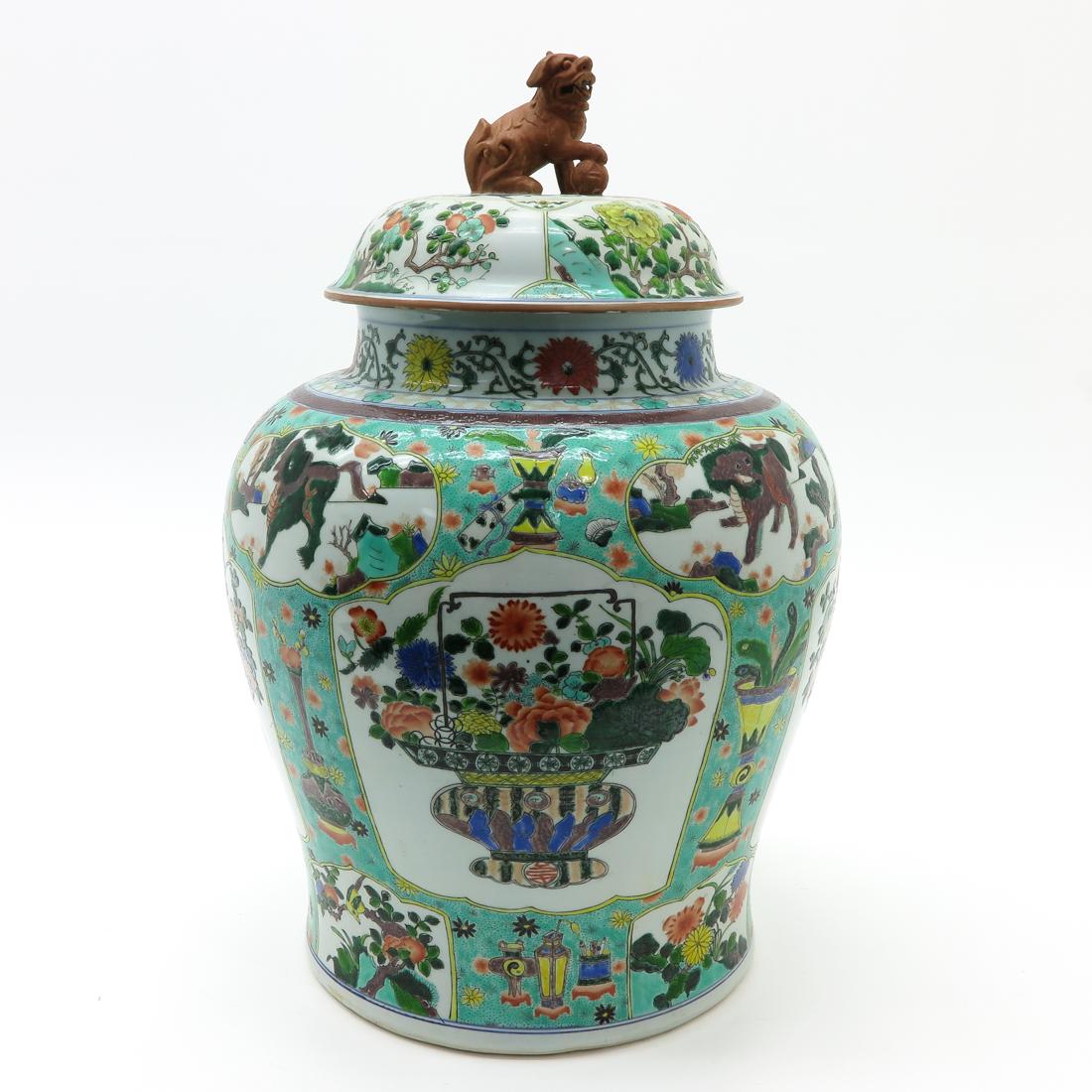Large Famille Verte Decor Lidded Vase (1 of 6)