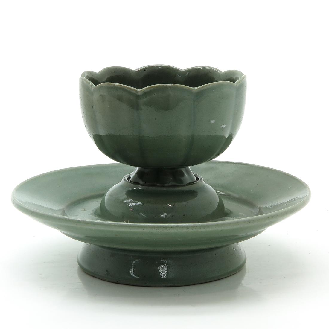 Celadon Cup and Underplate: 15 cm. in diameter.