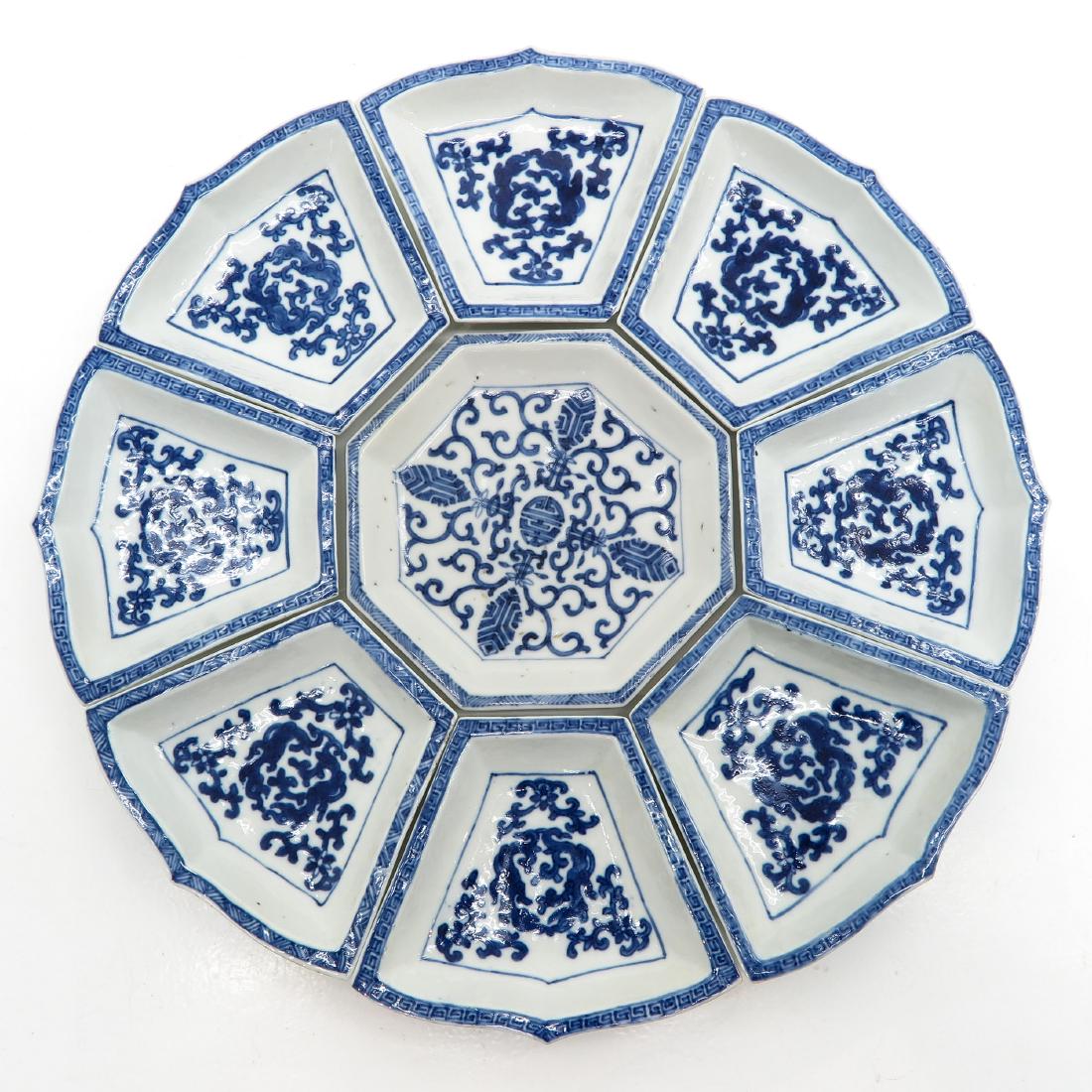 Lot of 9 Blue and White Hâ€™ordeuvres Trays (1 of 2)