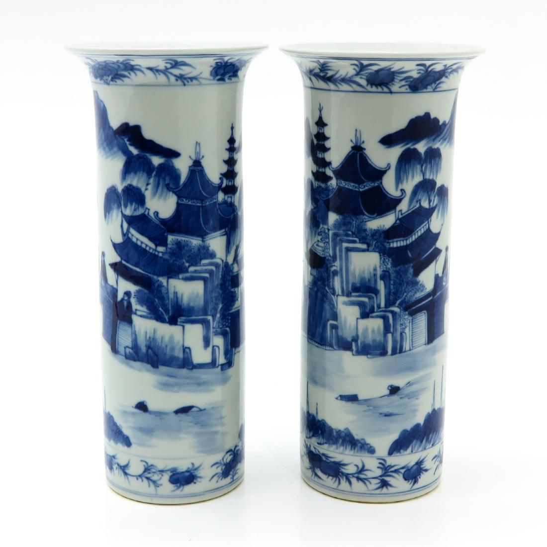 Pair of Blue and White Decor Vases (1 of 6)