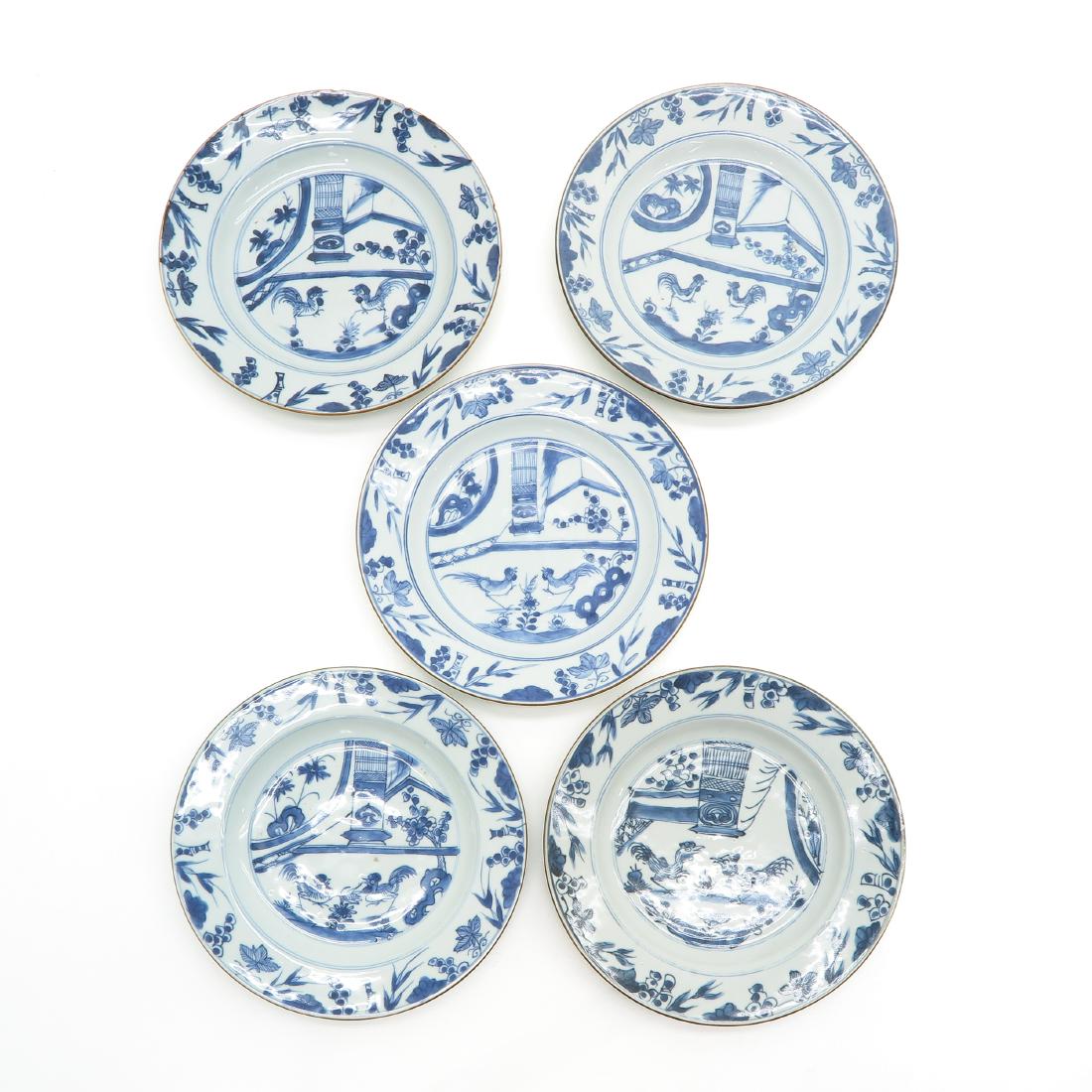 Lot of 5 Blue and White Plates (1 of 2)