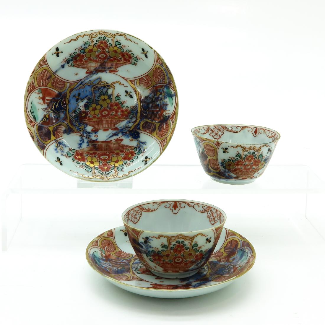 Lot of 2 Polychrome Decor Cups and Saucers (1 of 6)