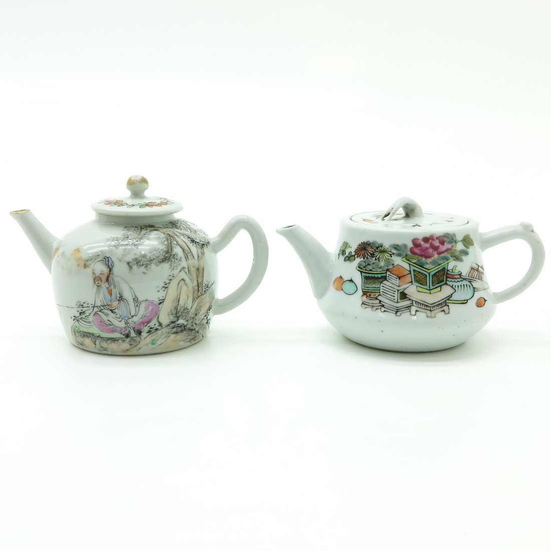 Lot of 2 Polychrome Decor Teapots (1 of 6)