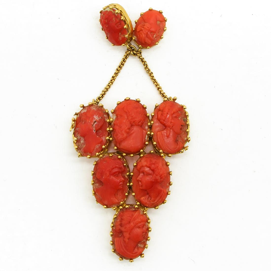 19th Century Italian Coral Brooch in 14KG (1 of 1)