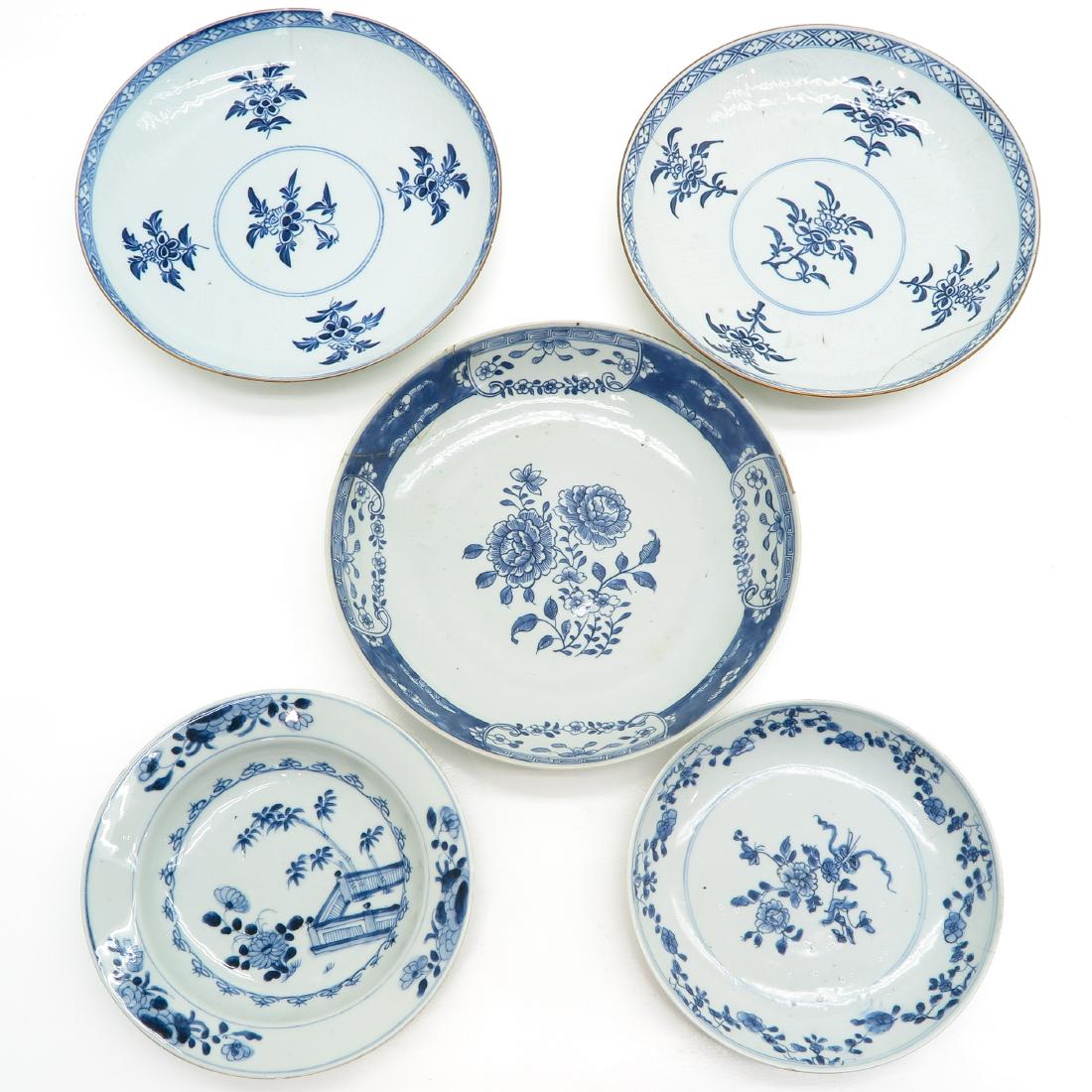 Lot of 5 Blue and White Plates (1 of 2)