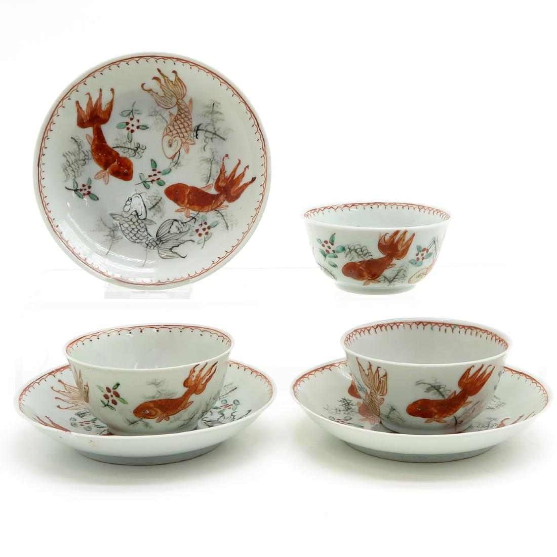 Lot of 3 Polychrome Decor Cups and Saucers (1 of 6)