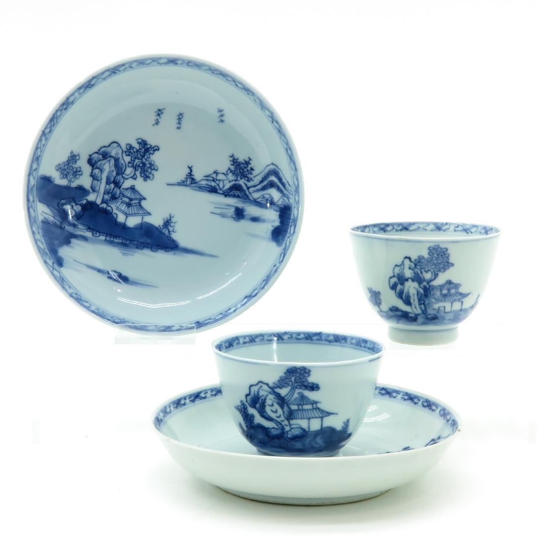 Two Blue and White Decor Cups and Saucers (1 of 6)