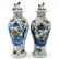 A Pair of Polychrome Decor Garniture Vases - 3