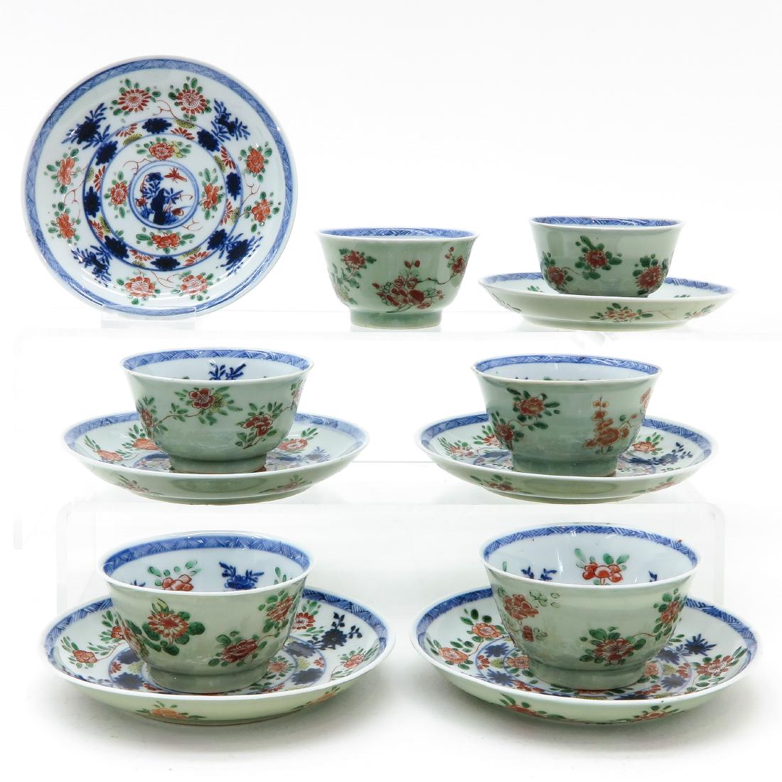 A Series of 6 Polychrome Decor Cups and Saucers (1 of 9)