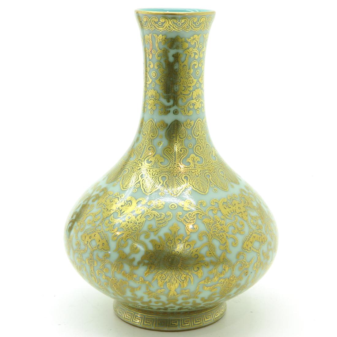 A Celadon and Gold Gilt Decor Vase (1 of 8)