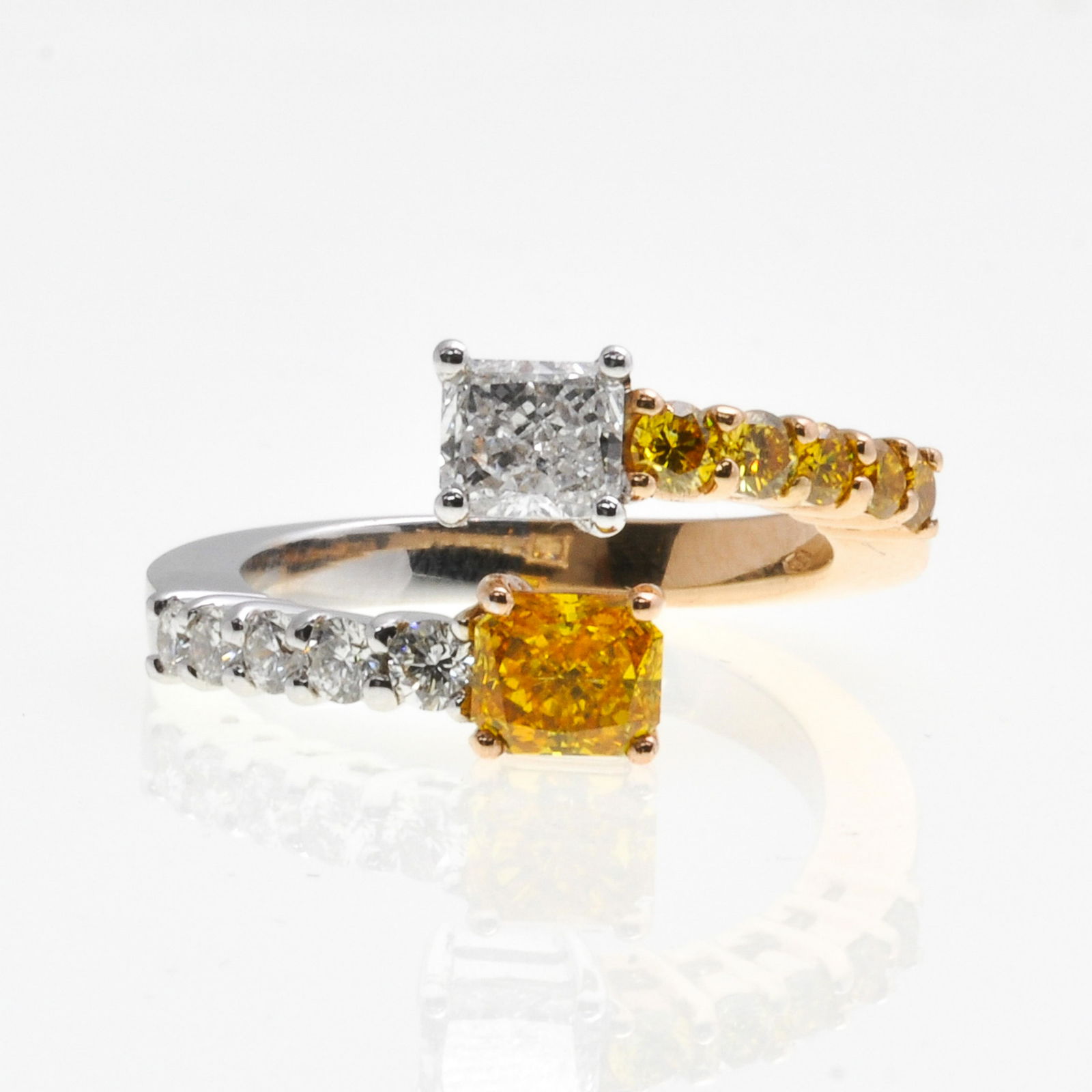 A Ladies 18KG White and Yellow Diamond Ring (1 of 2)