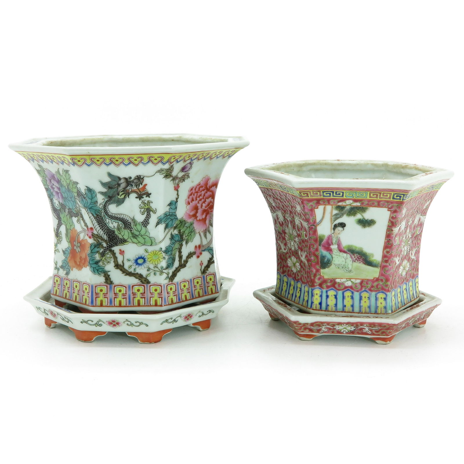 Two Famille Rose Decor Cache Pots (1 of 10)