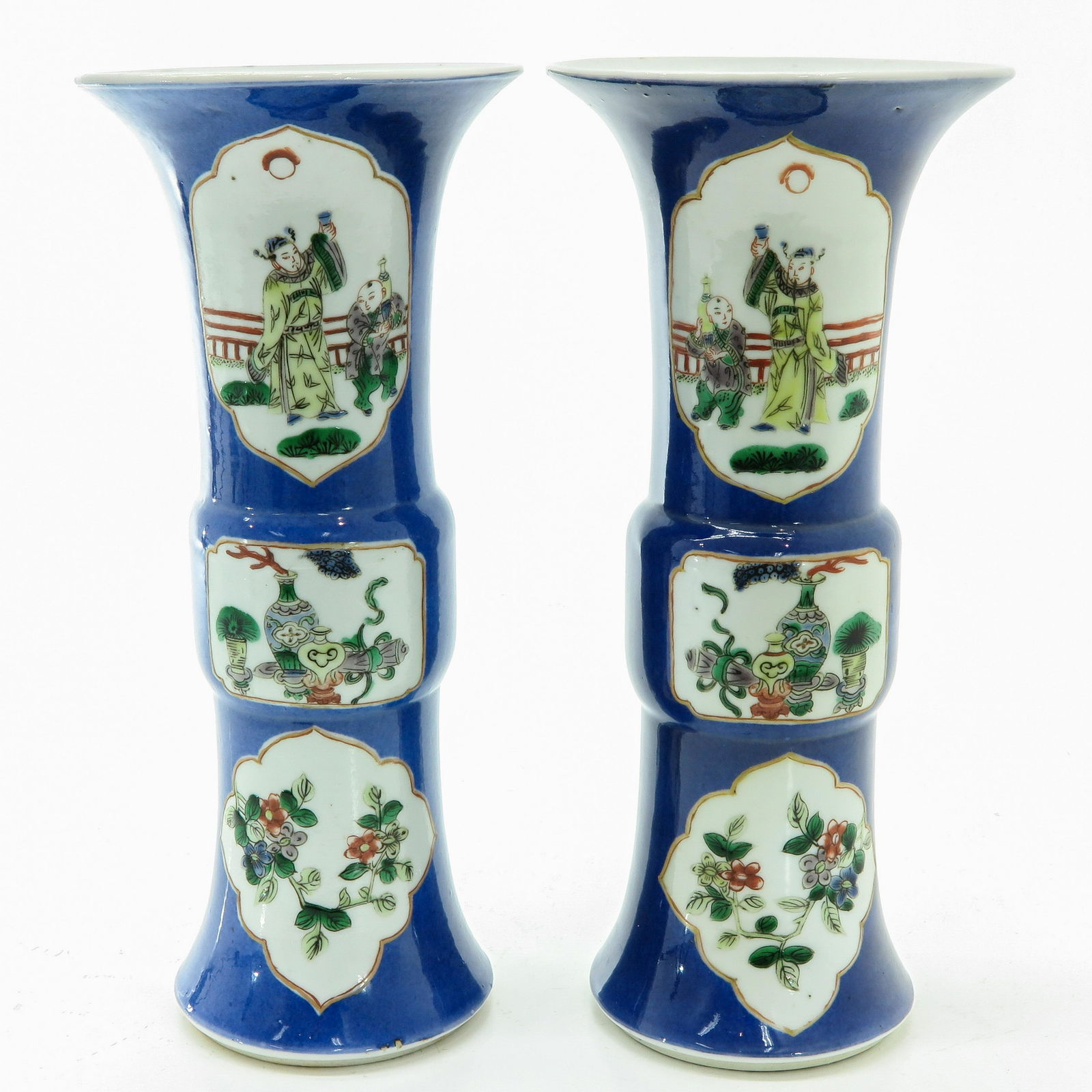 A Pair of Famille Verte and Powder Blue Vases (1 of 9)