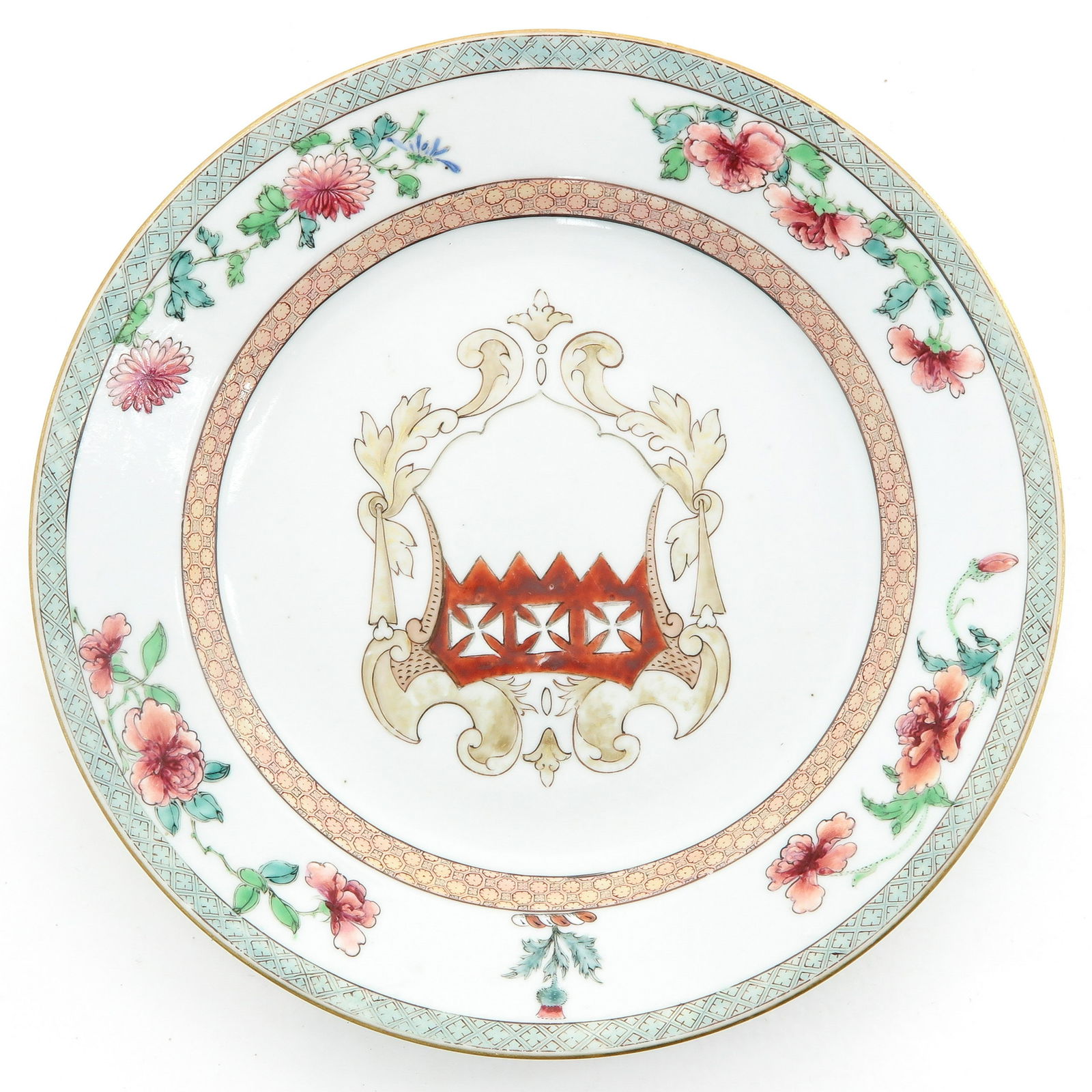A Polychrome and Gilt Decor Dish (1 of 3)