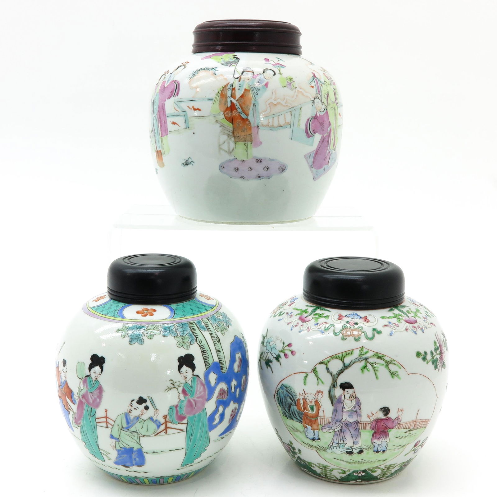 Three Chinese Famille Rose Ginger Jars (1 of 10)