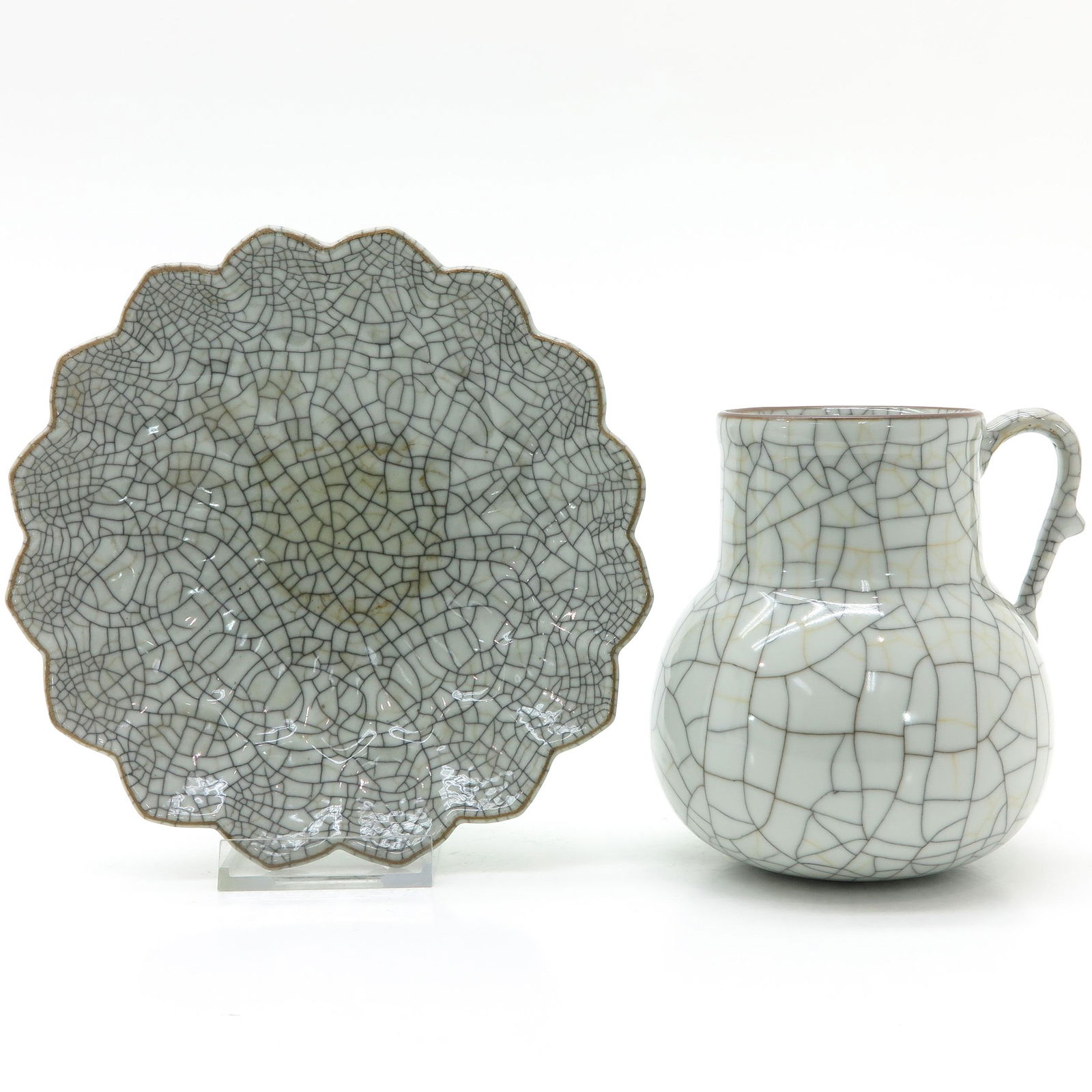 A Chinese Crackleware Pitcher and Bowl (1 of 7)