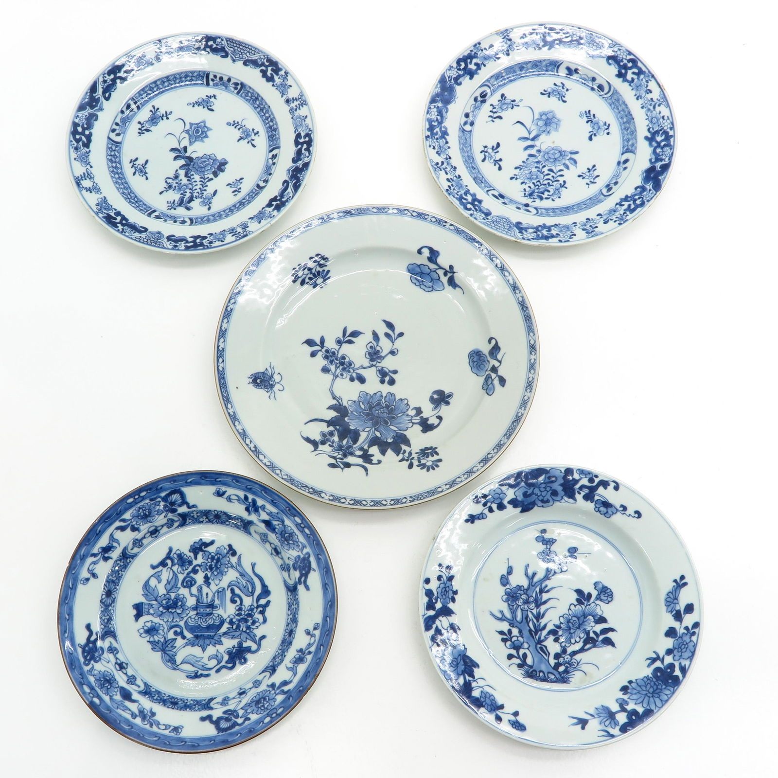 Five Chinese Blue and White Plates (1 of 7)
